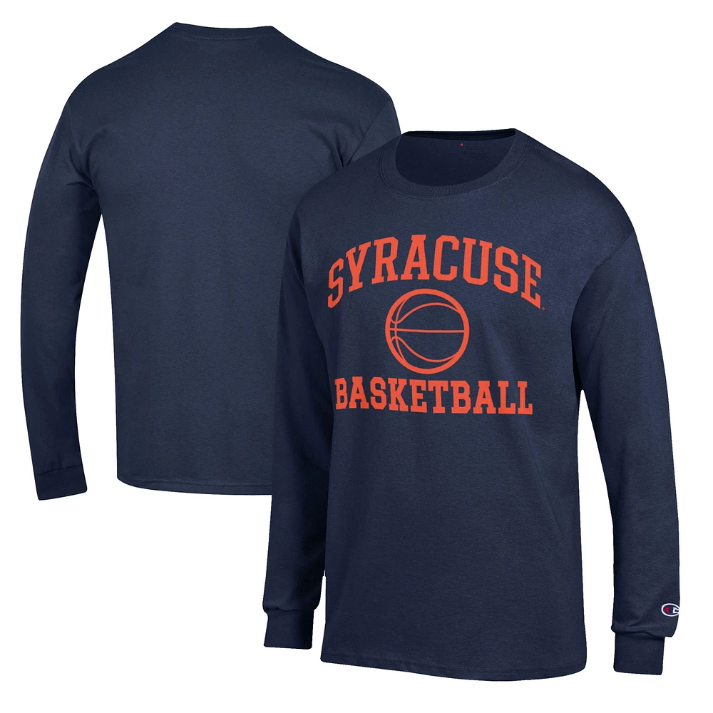 Men's Champion Navy Syracuse Orange Basketball Icon Long Sleeve T-Shirt