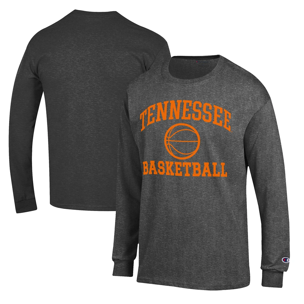 Men's Champion Charcoal Tennessee Volunteers Basketball Icon Long Sleeve T-Shirt