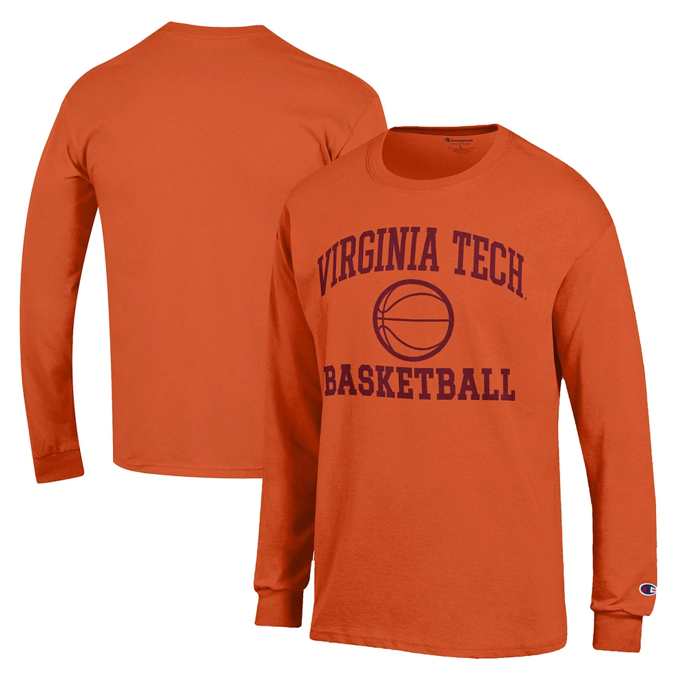 Men's Champion Orange Virginia Tech Hokies Basketball Icon Long Sleeve T-Shirt
