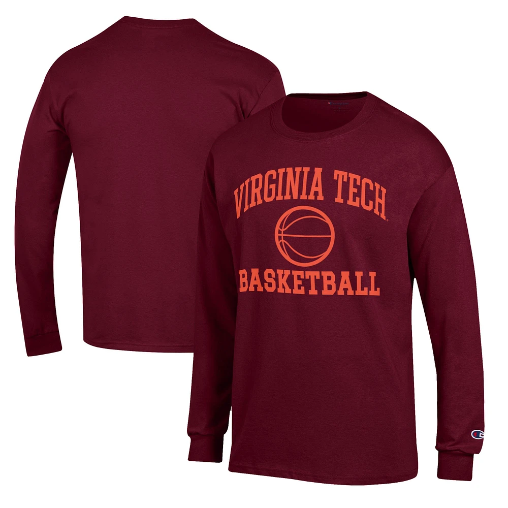 Men's Champion Maroon Virginia Tech Hokies Basketball Icon Long Sleeve T-Shirt