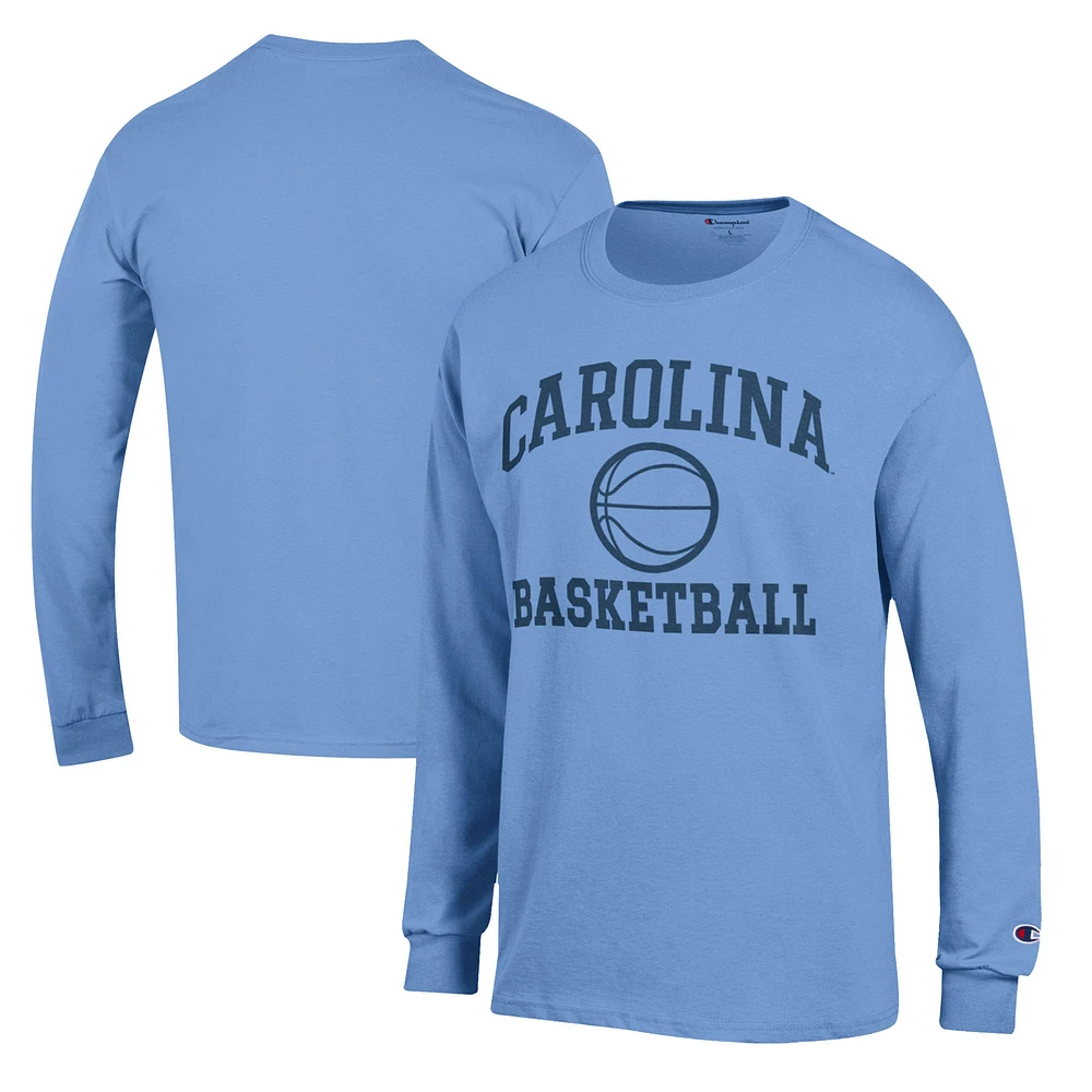 Men's Champion Carolina Blue North Carolina Tar Heels Basketball Icon Long Sleeve T-Shirt