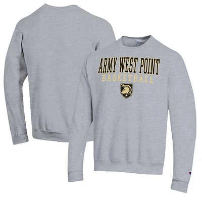Men's Champion Heather Gray Army Black Knights Basketball Stack Pullover Crewneck Sweatshirt