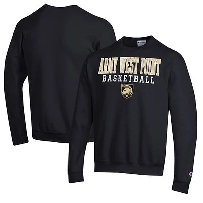 Men's Champion Black Army Knights Basketball Stack Pullover Crewneck Sweatshirt