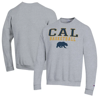Men's Champion Heather Gray Cal Bears Basketball Stack Pullover Crewneck Sweatshirt