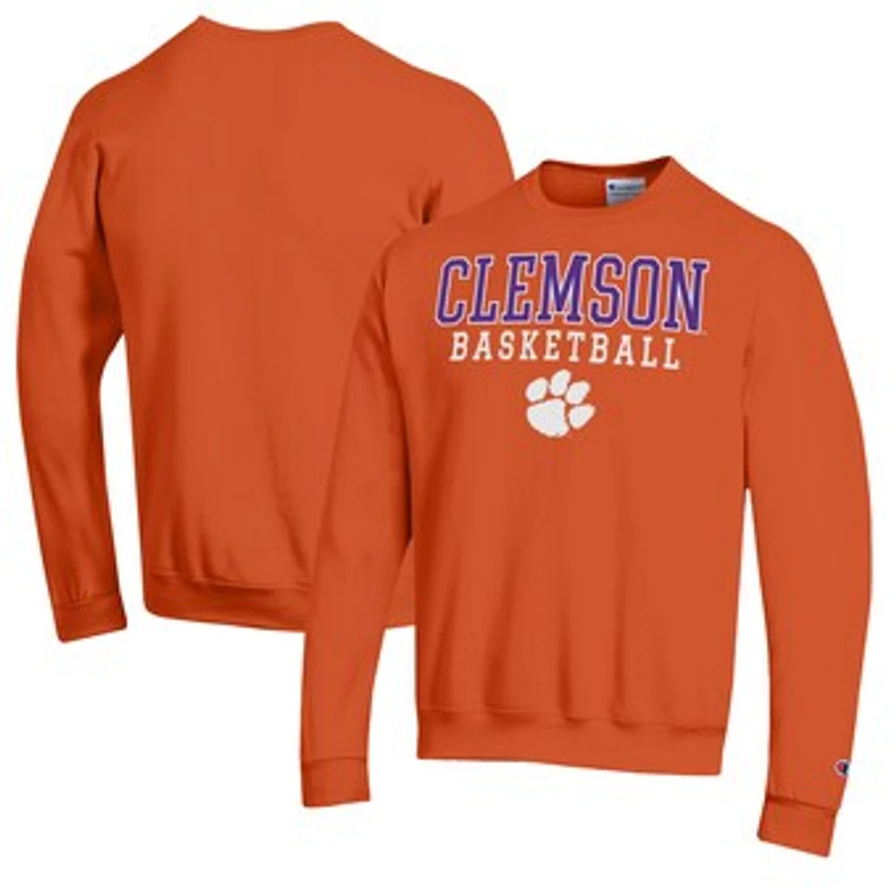 Men's Champion Clemson Tigers Basketball Stack Pullover Crewneck Sweatshirt