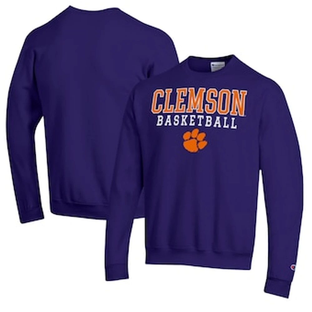 Men's Champion Clemson Tigers Basketball Stack Pullover Crewneck Sweatshirt