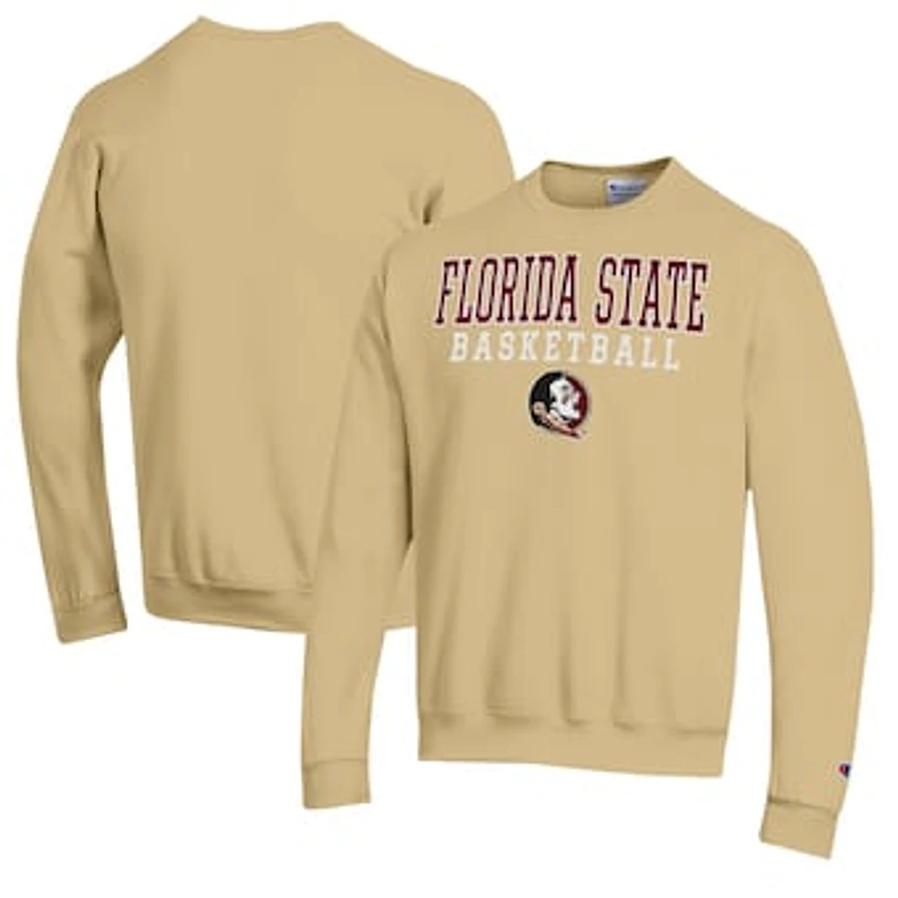 Men's Champion Gold Florida State Seminoles Basketball Stack Pullover Crewneck Sweatshirt