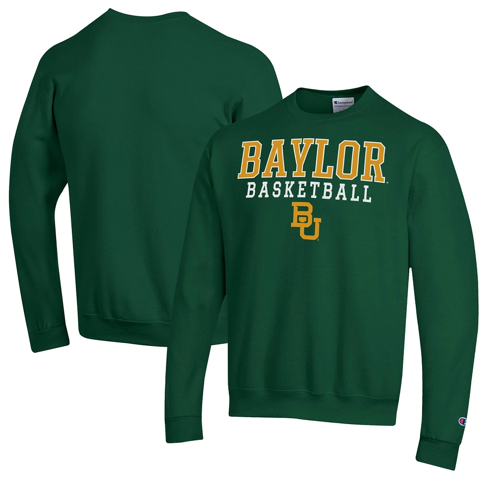 Men's Champion Green Baylor Bears Basketball Stack Pullover Crewneck Sweatshirt