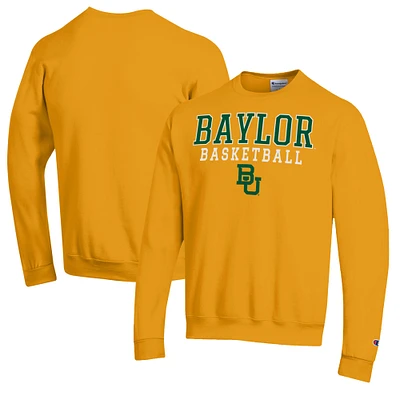 Men's Champion Gold Baylor Bears Basketball Stack Pullover Crewneck Sweatshirt