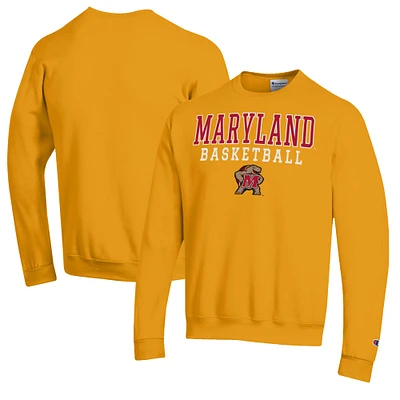 Men's Champion Gold Maryland Terrapins Basketball Stack Pullover Crewneck Sweatshirt
