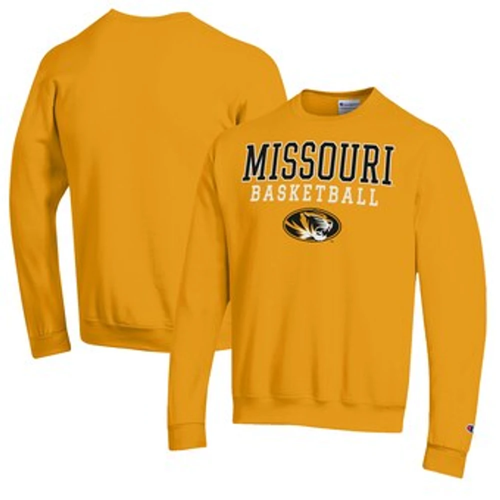 Men's Champion Gold Missouri Tigers Basketball Stack Pullover Crewneck Sweatshirt