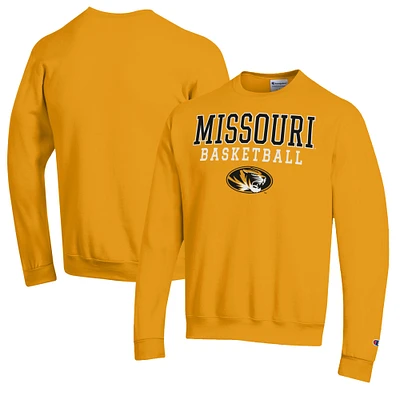Men's Champion Gold Missouri Tigers Basketball Stack Pullover Crewneck Sweatshirt