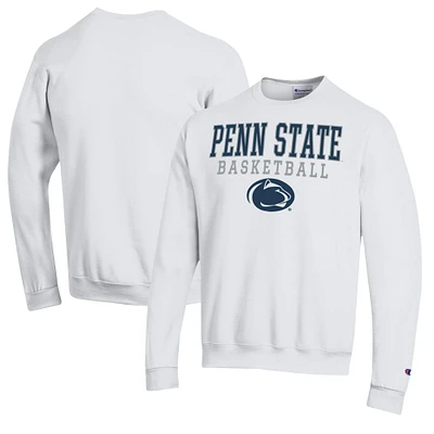 Men's Champion White Penn State Nittany Lions Basketball Stack Pullover Crewneck Sweatshirt