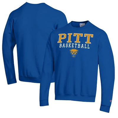 Men's Champion Royal Pitt Panthers Basketball Stack Pullover Crewneck Sweatshirt