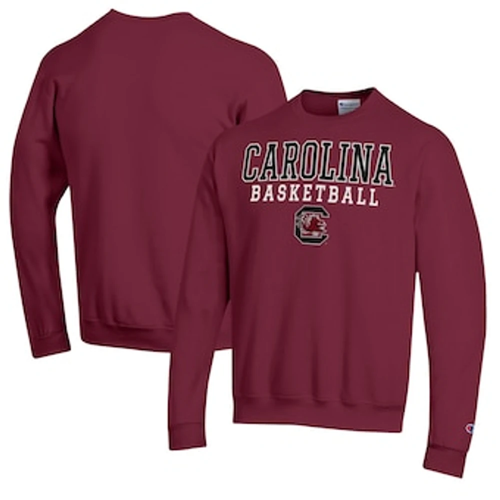 Men's Champion Garnet South Carolina Gamecocks Basketball Stack Pullover Crewneck Sweatshirt
