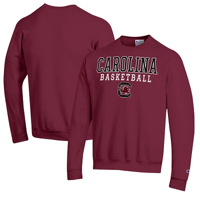 Men's Champion Garnet South Carolina Gamecocks Basketball Stack Pullover Crewneck Sweatshirt