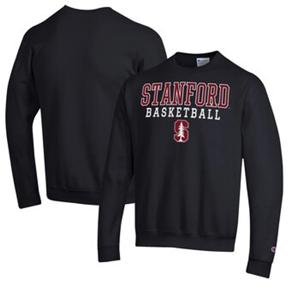 Men's Champion Black Stanford Cardinal Basketball Stack Pullover Crewneck Sweatshirt