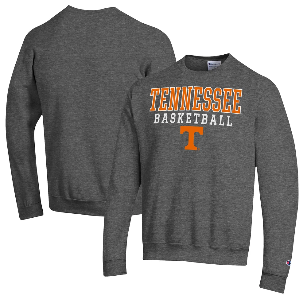 Men's Champion Charcoal Tennessee Volunteers Basketball Stack Pullover Crewneck Sweatshirt