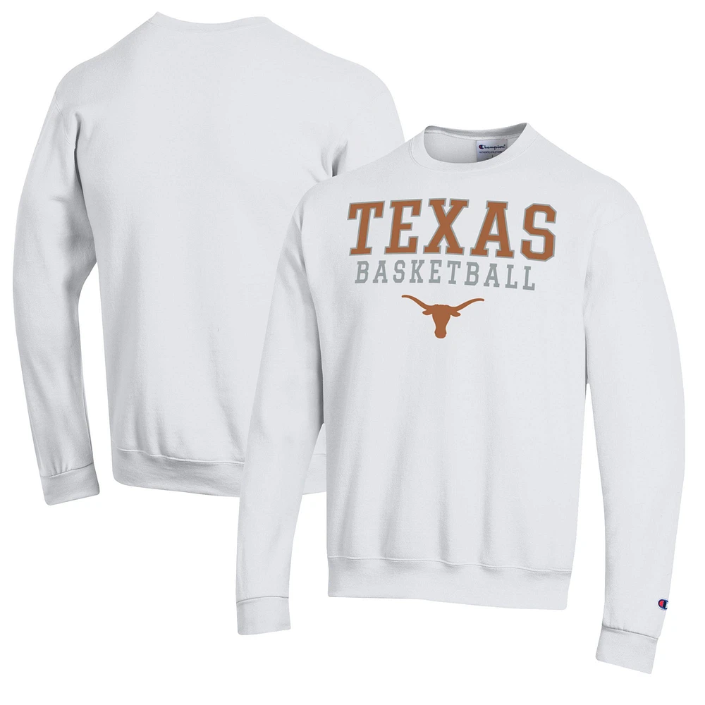 Men's Champion White Texas Longhorns Basketball Stack Pullover Crewneck Sweatshirt