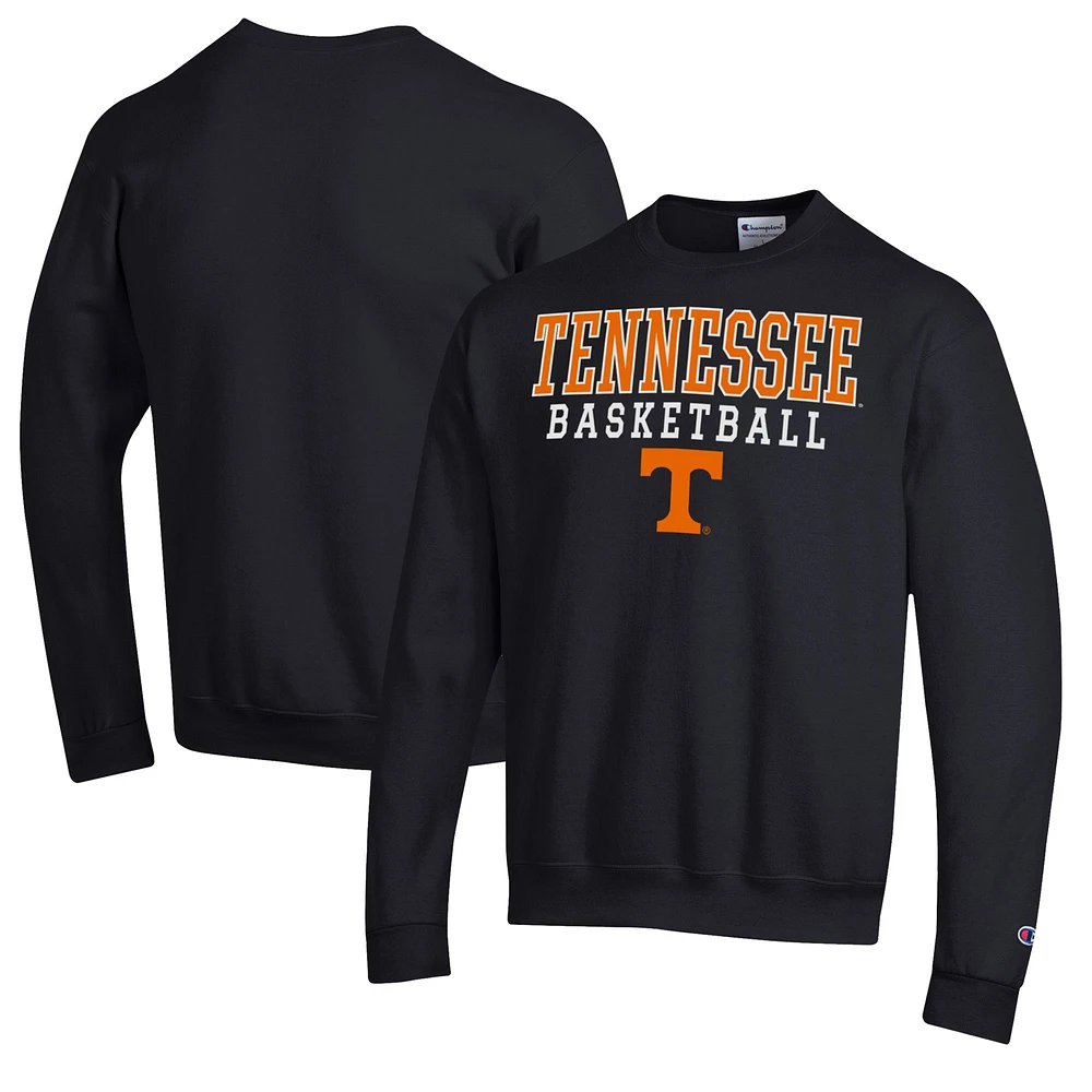 Men's Champion Black Tennessee Volunteers Basketball Stack Pullover Crewneck Sweatshirt