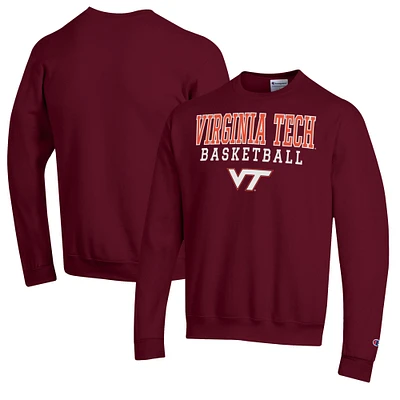 Men's Champion Maroon Virginia Tech Hokies Basketball Stack Pullover Crewneck Sweatshirt