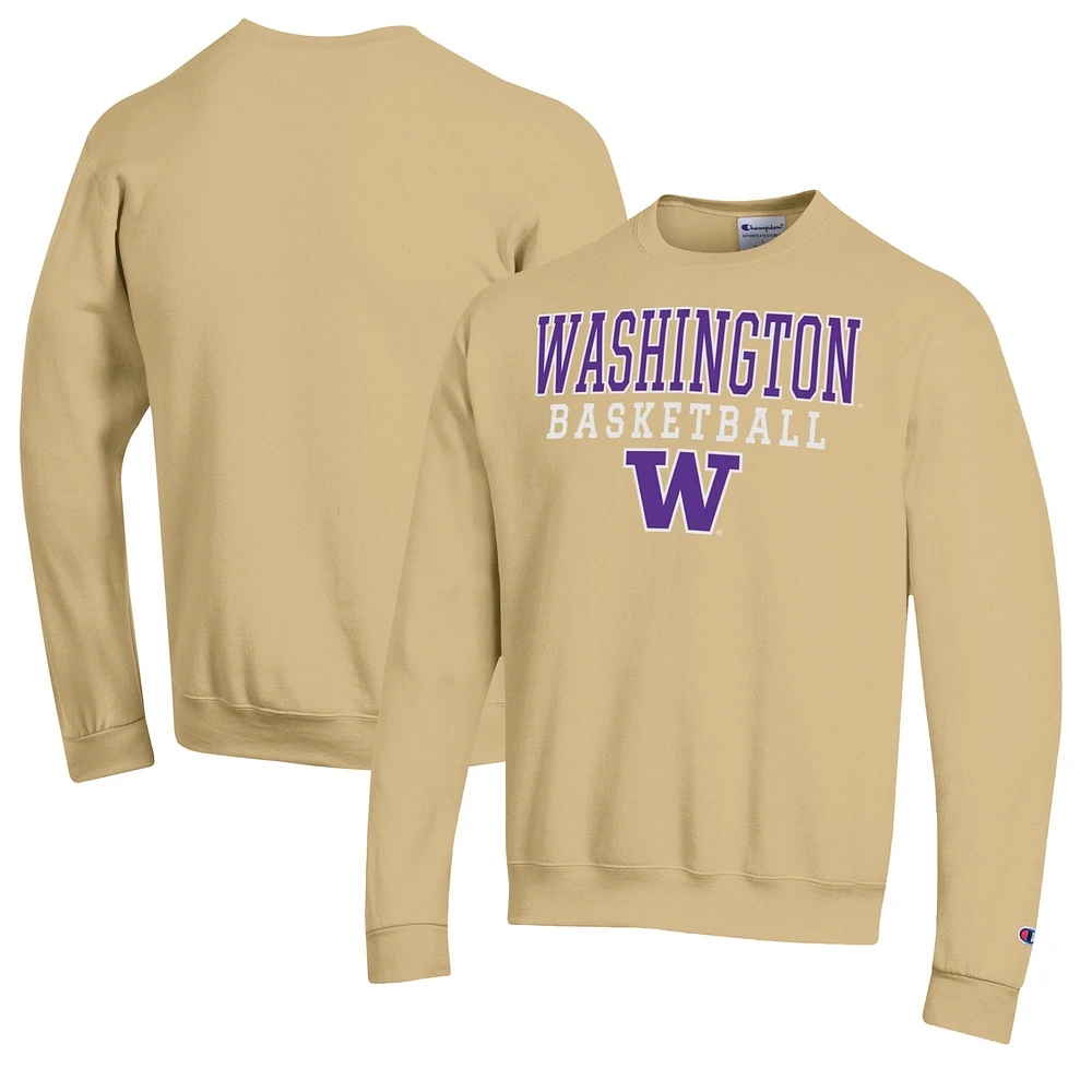Men's Champion Gold Washington Huskies Basketball Stack Pullover Crewneck Sweatshirt