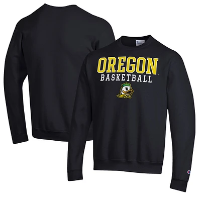 Men's Champion Black Oregon Ducks Basketball Stack Pullover Crewneck Sweatshirt
