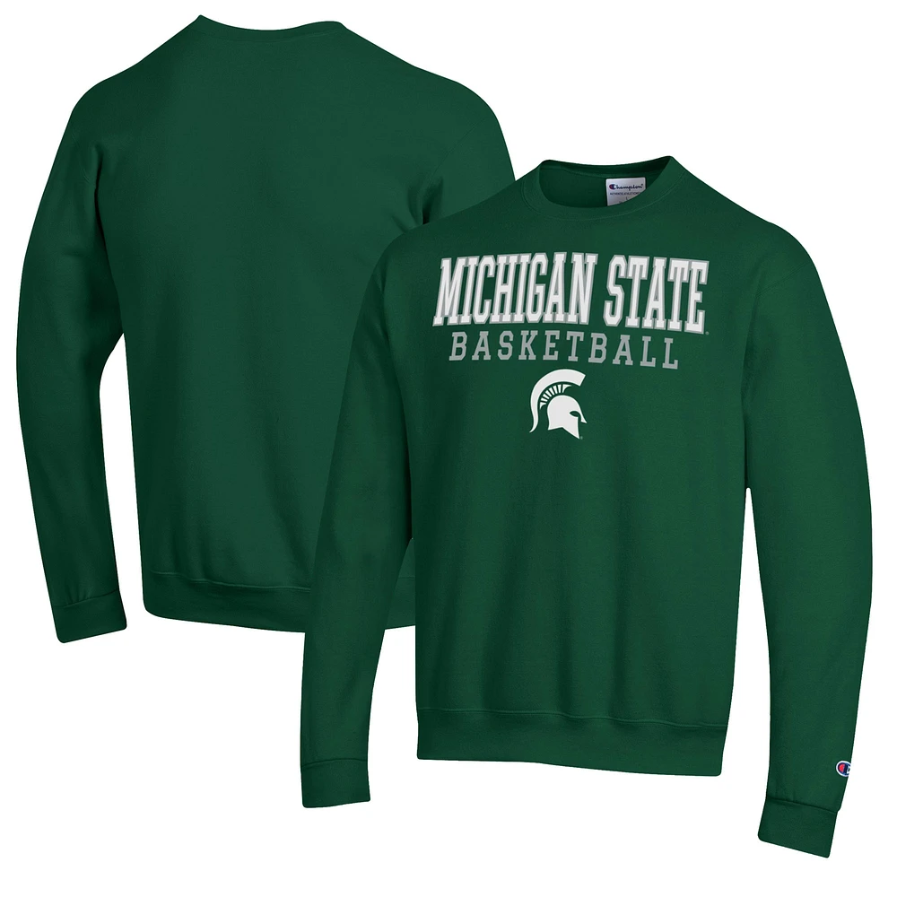 Men's Champion Michigan State Spartans Basketball Stack Pullover Crewneck Sweatshirt