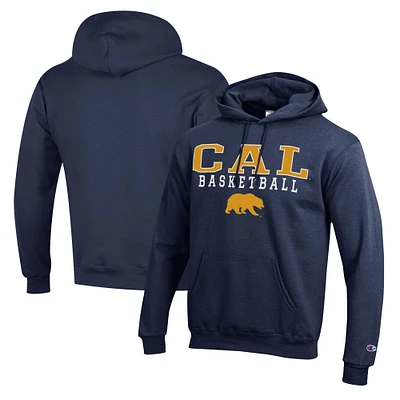 Men's Champion Navy Cal Bears Basketball Stack Pullover Hoodie