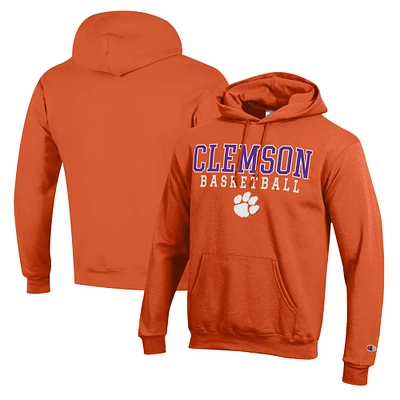 Men's Champion Orange Clemson Tigers Basketball Stack Pullover Hoodie