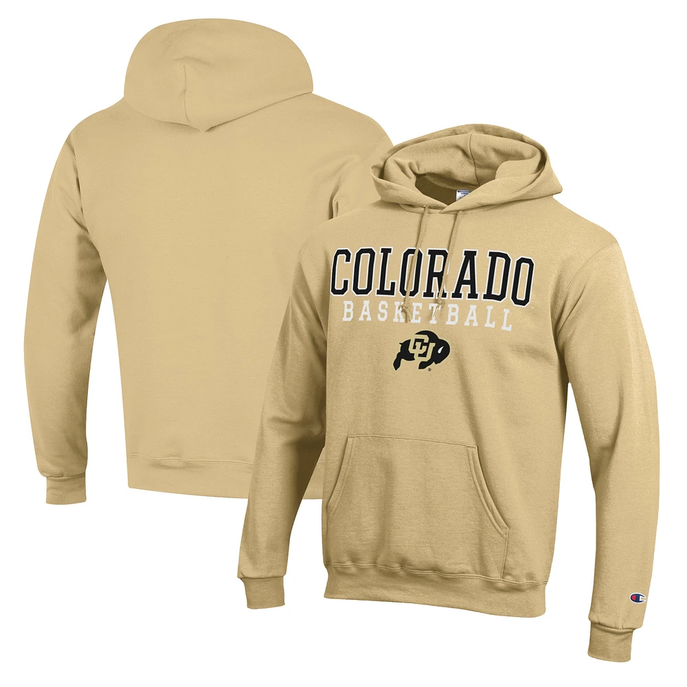 Men's Champion Gold Colorado Buffaloes Basketball Stack Pullover Hoodie