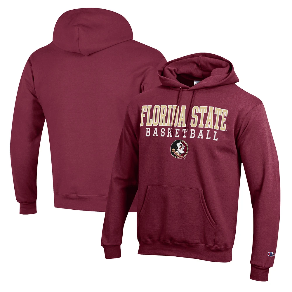 Men's Champion Garnet Florida State Seminoles Basketball Stack Pullover Hoodie