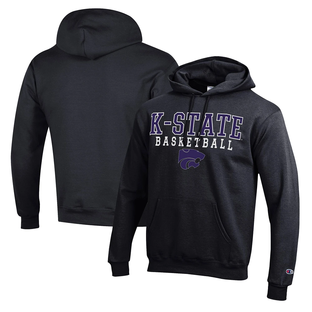 Men's Champion Black Kansas State Wildcats Basketball Stack Pullover Hoodie
