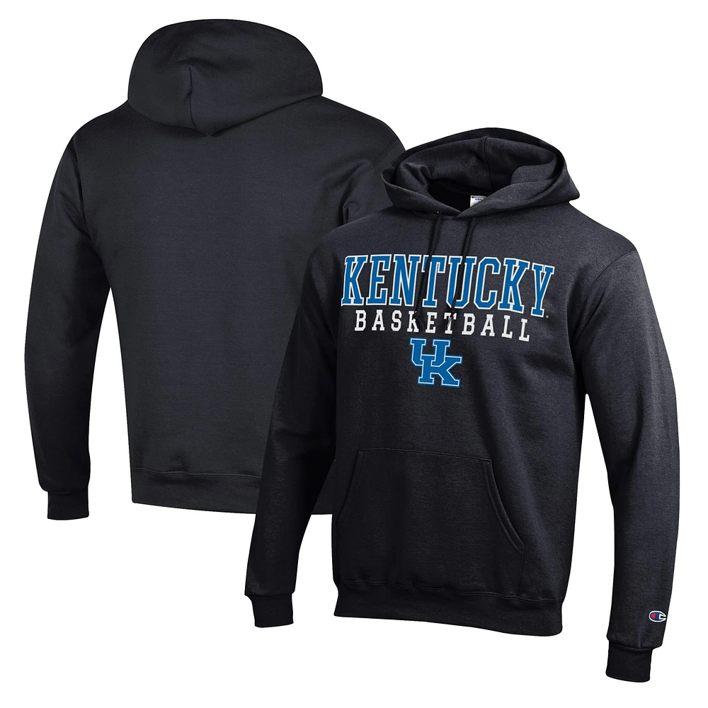 Men's Champion Black Kentucky Wildcats Basketball Stack Pullover Hoodie