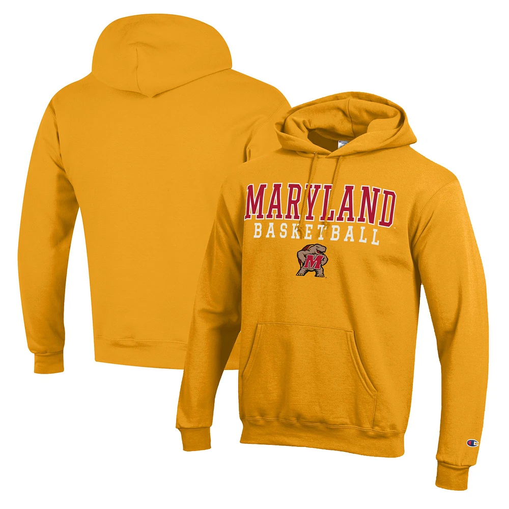 Men's Champion Gold Maryland Terrapins Basketball Stack Pullover Hoodie
