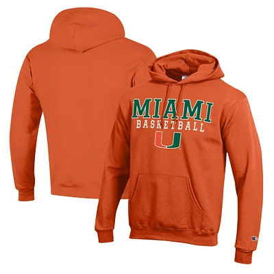 Men's Champion Miami Hurricanes Basketball Stack Pullover Hoodie