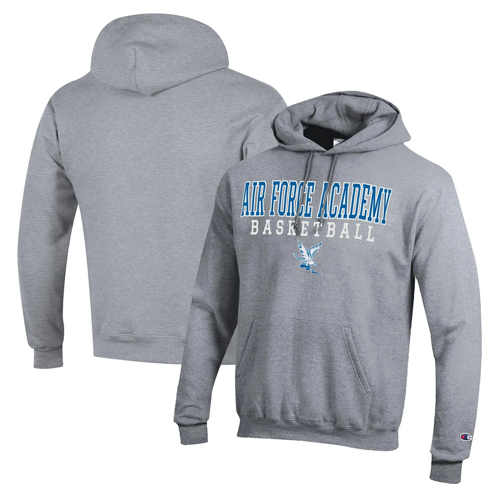Men's Champion Heather Gray Air Force Falcons Basketball Stack Pullover Hoodie