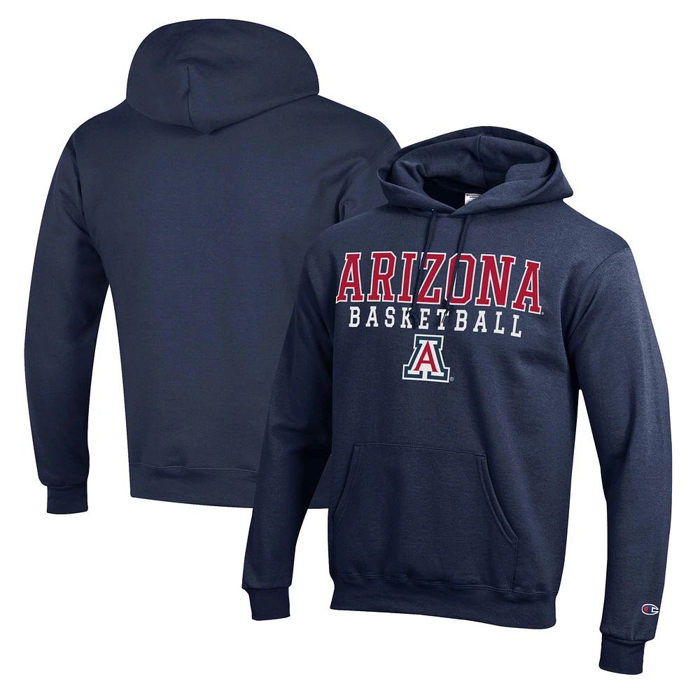 Men's Champion Navy Arizona Wildcats Basketball Stack Pullover Hoodie