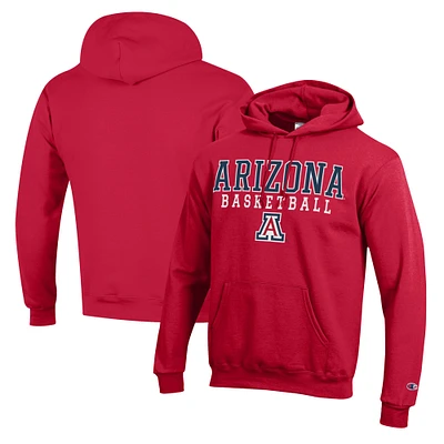 Men's Champion Red Arizona Wildcats Basketball Stack Pullover Hoodie