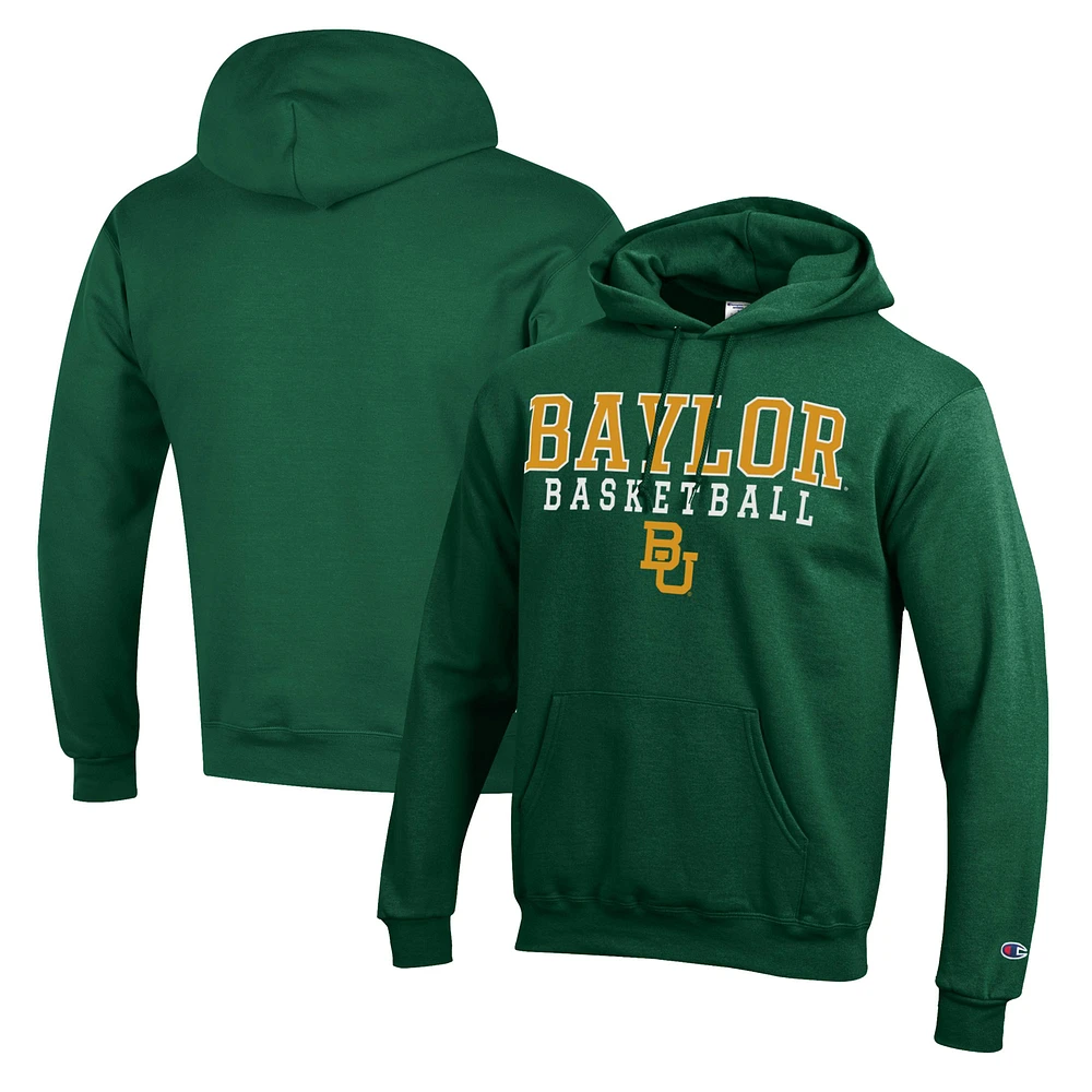 Men's Champion Green Baylor Bears Basketball Stack Pullover Hoodie