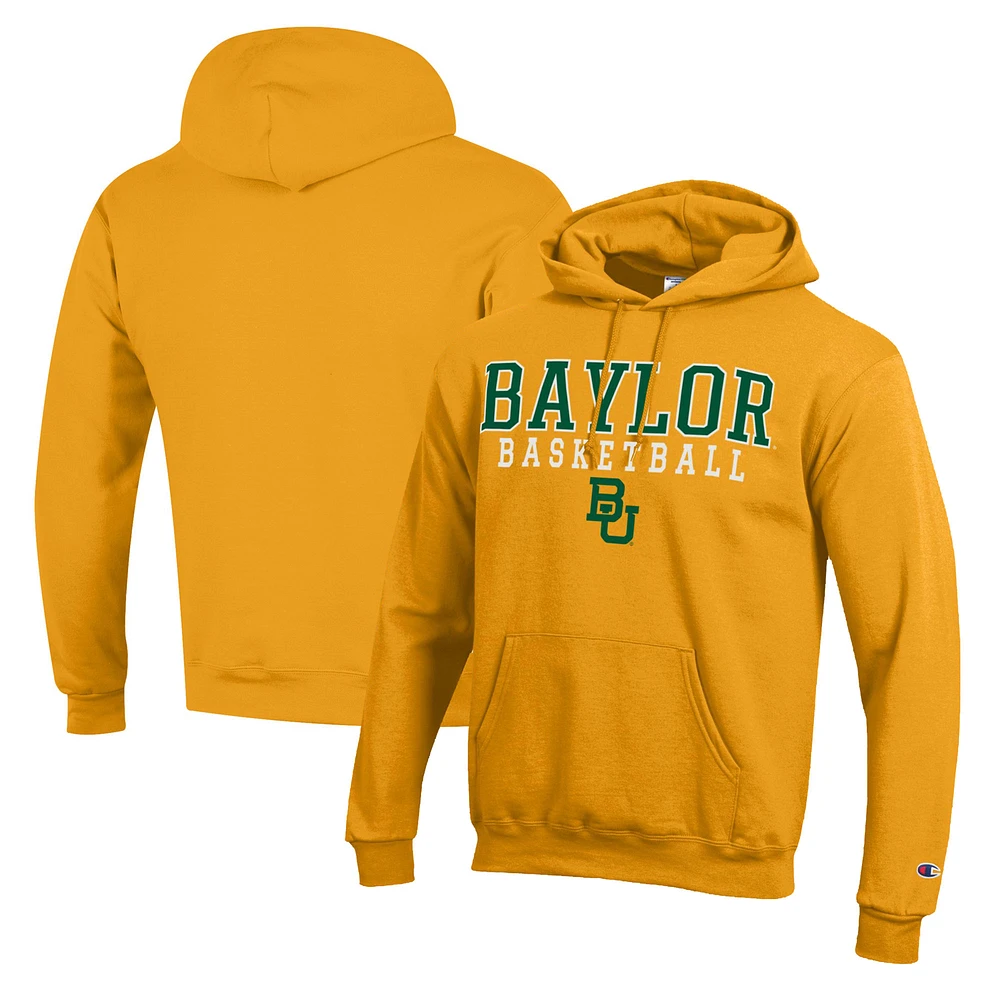 Men's Champion Gold Baylor Bears Basketball Stack Pullover Hoodie
