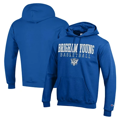 Men's Champion Royal BYU Cougars Basketball Stack Pullover Hoodie