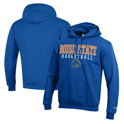 Men's Champion Royal Boise State Broncos Basketball Stack Pullover Hoodie