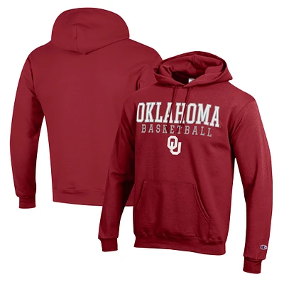 Men's Champion Crimson Oklahoma Sooners Basketball Stack Pullover Hoodie