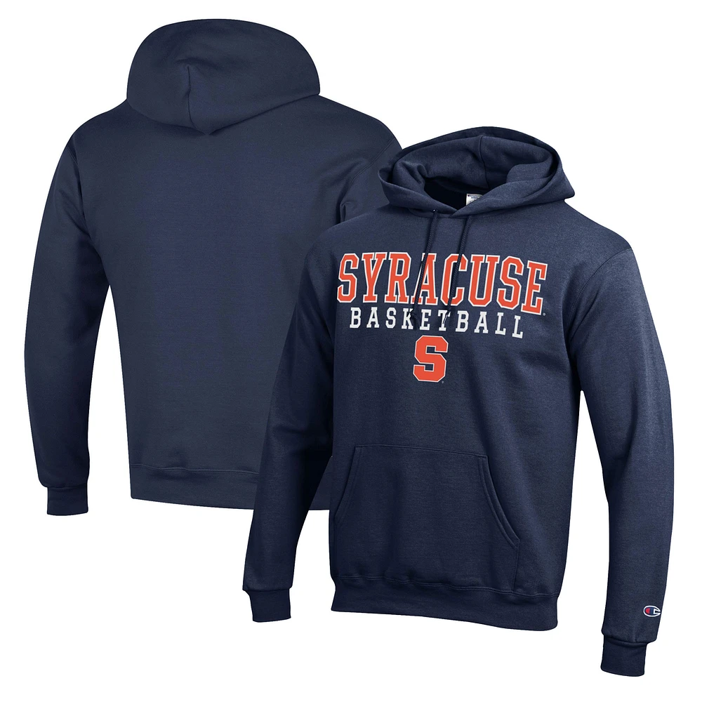 Men's Champion Navy Syracuse Orange Basketball Stack Pullover Hoodie