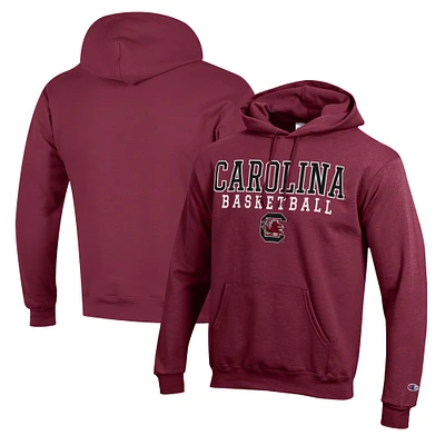 Men's Champion Garnet South Carolina Gamecocks Basketball Stack Pullover Hoodie