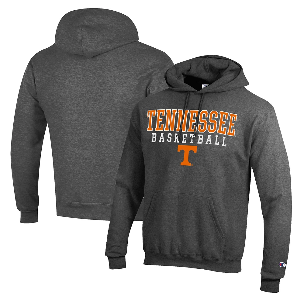 Men's Champion Charcoal Tennessee Volunteers Basketball Stack Pullover Hoodie