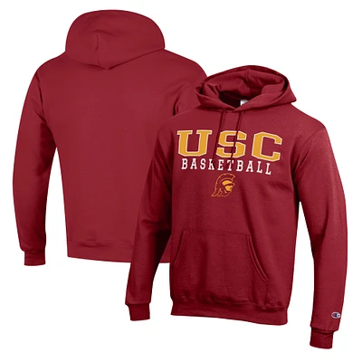 Men's Champion Cardinal USC Trojans Basketball Stack Pullover Hoodie