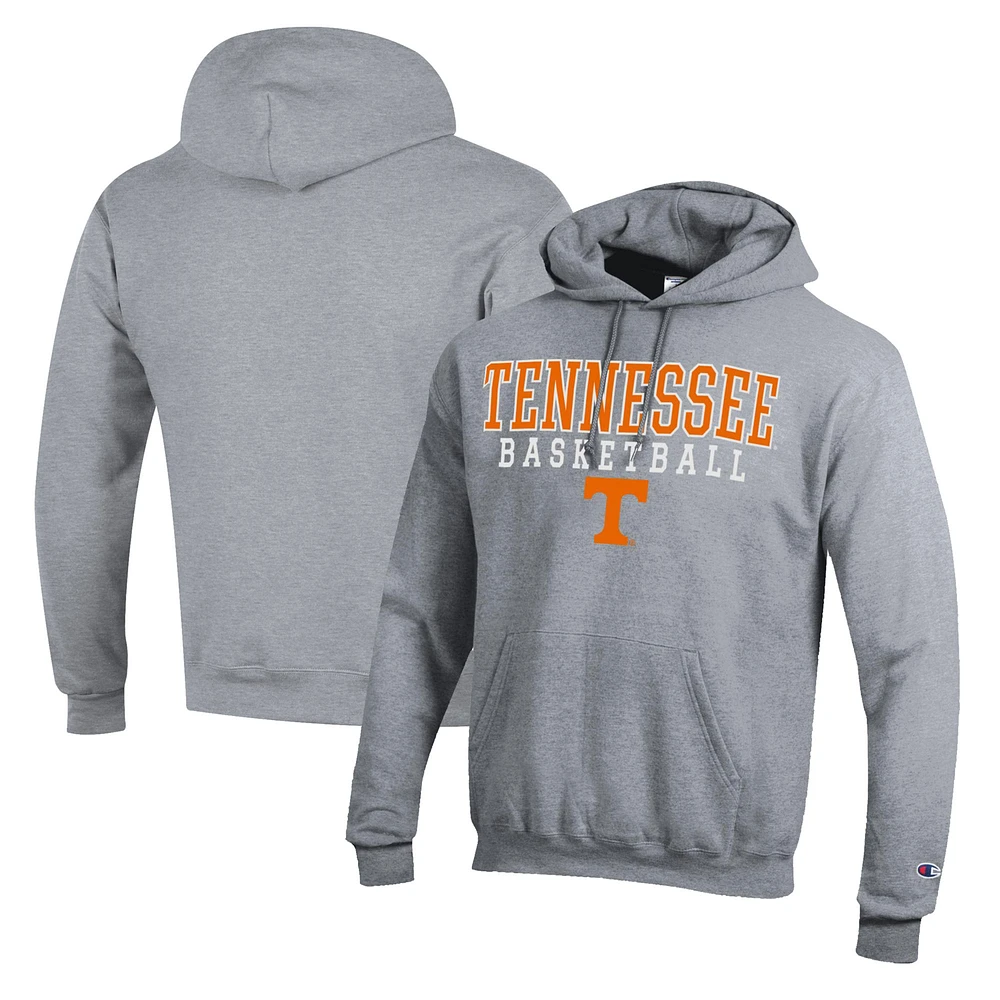 Men's Champion Heather Gray Tennessee Volunteers Basketball Stack Pullover Hoodie
