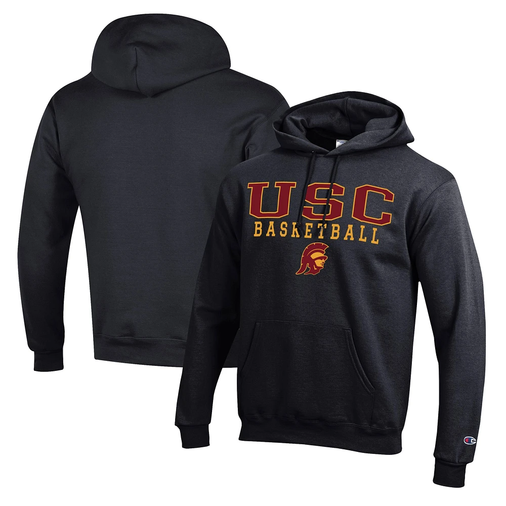Men's Champion Black USC Trojans Basketball Stack Pullover Hoodie